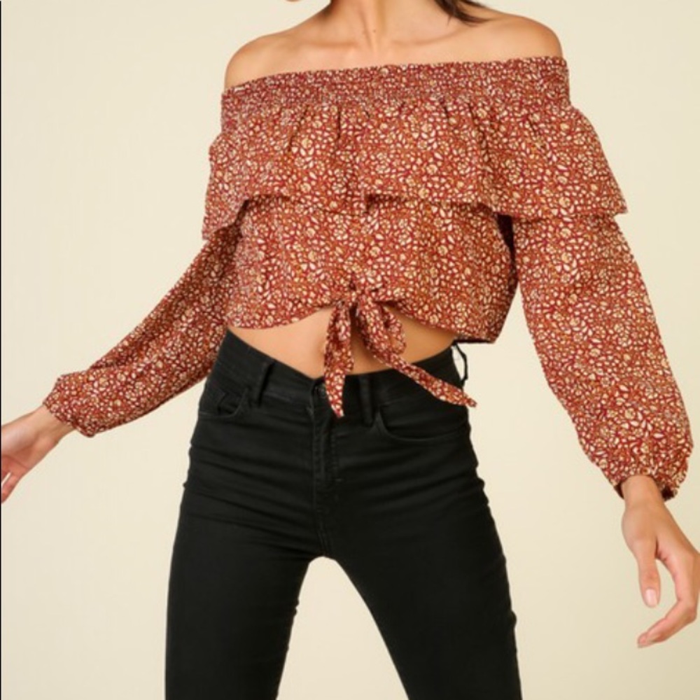 NWT Floral Off Shoulder Cropped Top